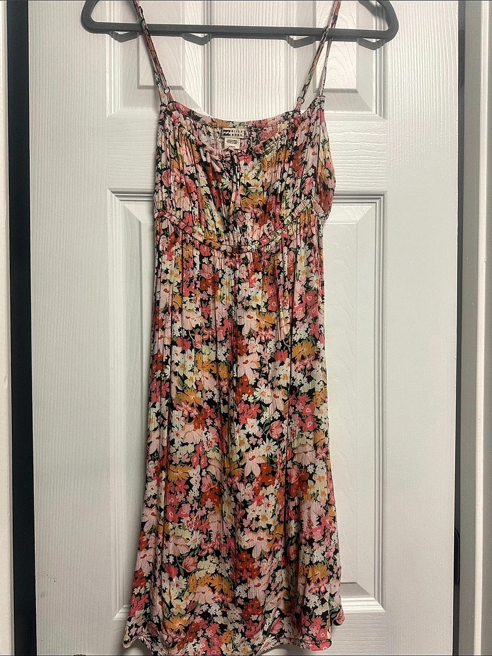 Billabong Floral Maxi Dress Pink & Black Size Medium